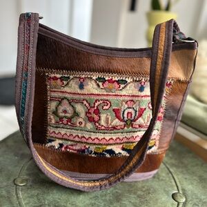 Unique leather bucket bag